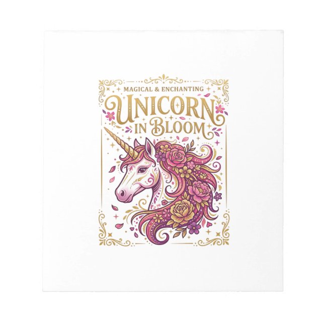 Unicorn in Bloom Stylish Zazzle Design_1 Notepad (Front)
