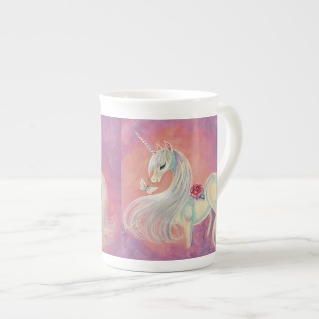Unicorn In Blush Of Dawn Bone China Mug (Front Right)