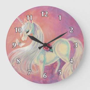Unicorn In Blush Of Dawn Large Clock