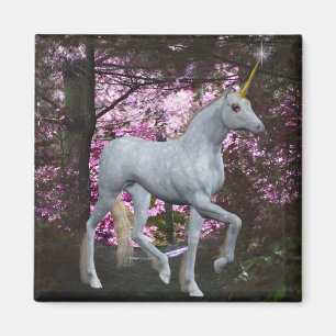 Unicorn In Forest Fantasy Magnet