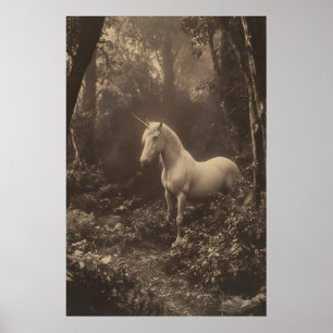Unicorn in Forest Photography Print Dark Academia