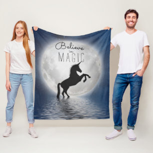 Unicorn in Moonlight Believe in Magic Fleece Blanket