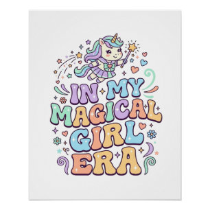 Unicorn In My Magical Girl Era Kawaii Sticker and  Poster