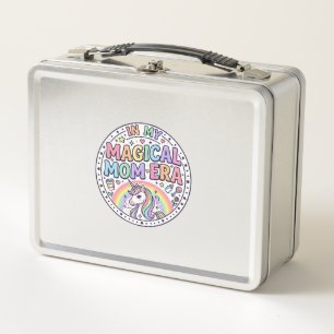 Unicorn In My Magical Mom Era Funny Shirt Graphic_ Metal Lunch Box