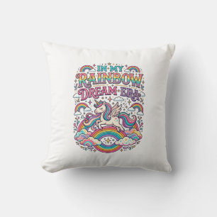 Unicorn In My Rainbow Dream Era Colourful Apparel  Throw Pillow