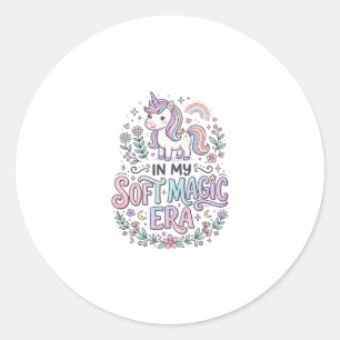 Unicorn In My Soft Magic Era Playful Typography De Classic Round Sticker