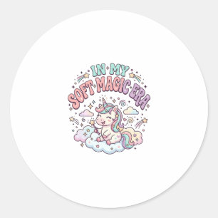 Unicorn In My Soft Magic Era Retro Style Product G Classic Round Sticker