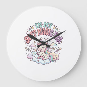 Unicorn In My Soft Magic Era Retro Style Product G Large Clock