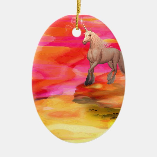 Unicorn in Painted Desert Ceramic Ornament (Front)