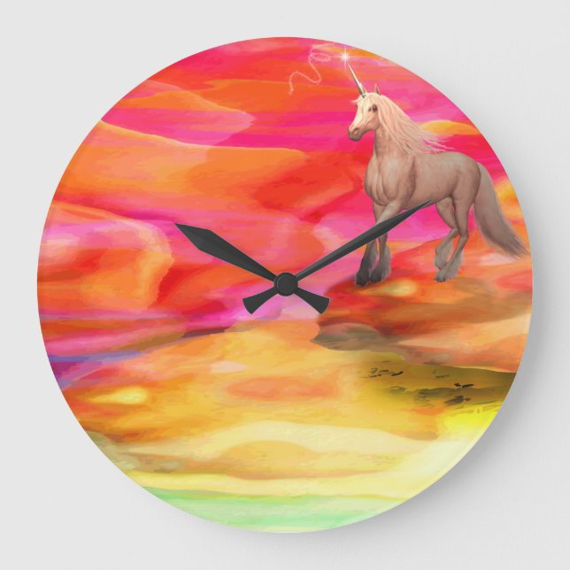 Unicorn in Painted Desert Large Clock (Front)