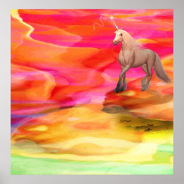 Unicorn in Painted Desert Poster (Front)