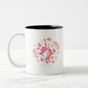 Unicorn in Pink and Orange Two-Tone Coffee Mug