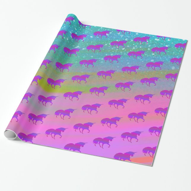 Unicorn in Rainbow Cloud Wrapping Paper (Unrolled)