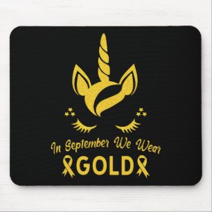 Unicorn In September We Wear Gold Childhood Cancer Mouse Pad
