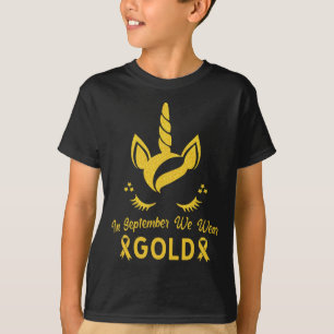 Unicorn In September We Wear Gold Childhood Cancer T-Shirt