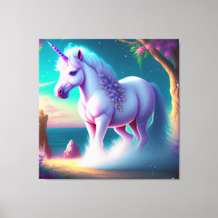 Unicorn In the Forest Art Canvas Print