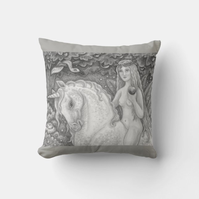 Unicorn In The Garden Of Eden EVE PILLOW Fantasy (Front)