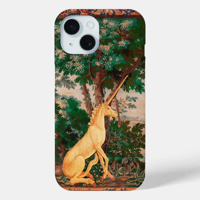 UNICORN IN WOODLAND LANDSCAPE,TREES,GREEN PINK Case-Mate iPhone CASE (Back)