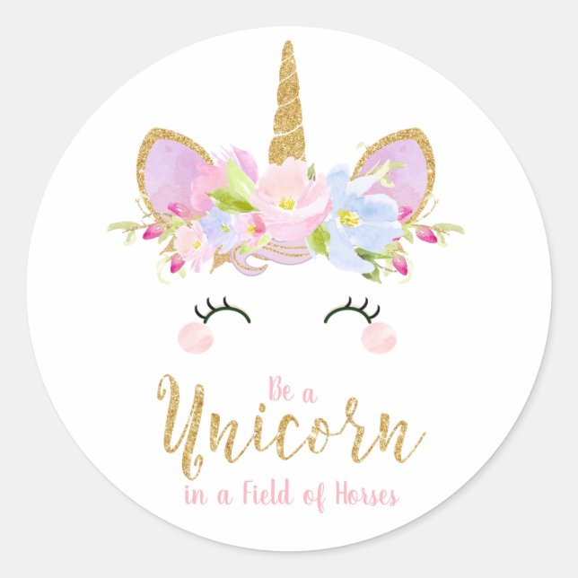 Unicorn Inspirational Sticker Étiquette Faveurs Ca (Devant)
