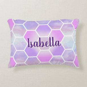 Unicorn Inspired Honeycomb Personalized name Accent Pillow