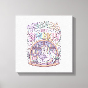 Unicorn Introverted but Sparkly Original White Bac Canvas Print