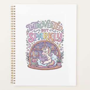 Unicorn Introverted but Sparkly Original White Bac Planner