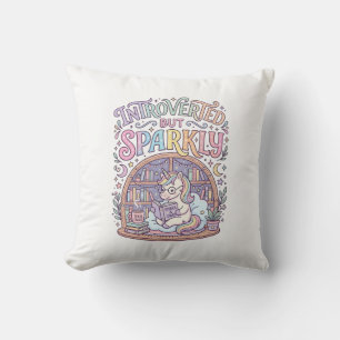 Unicorn Introverted but Sparkly Original White Bac Throw Pillow