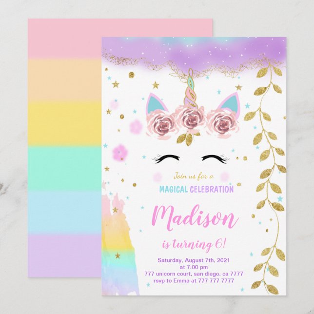 Unicorn Invitation (Front/Back)