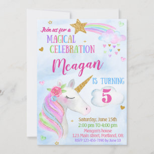 Unicorn invitation anniversaire Magique unicorn fê