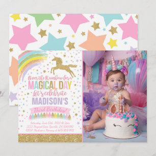 Unicorn Invitation Anniversaire Pink Gold Unicorn