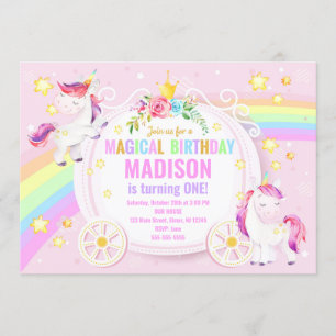 Unicorn Invitation magique d'anniversaire / Whimsi