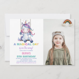 Unicorn Invitations d'anniversaire avec photo