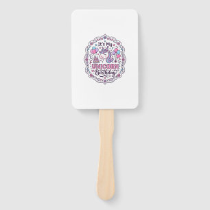 Unicorn It's My Unicorn Birthday Playful Shirt Gra Hand Fan