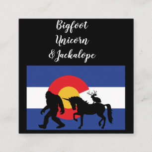 Unicorn Jackalope and Bigfoot Square Business Card
