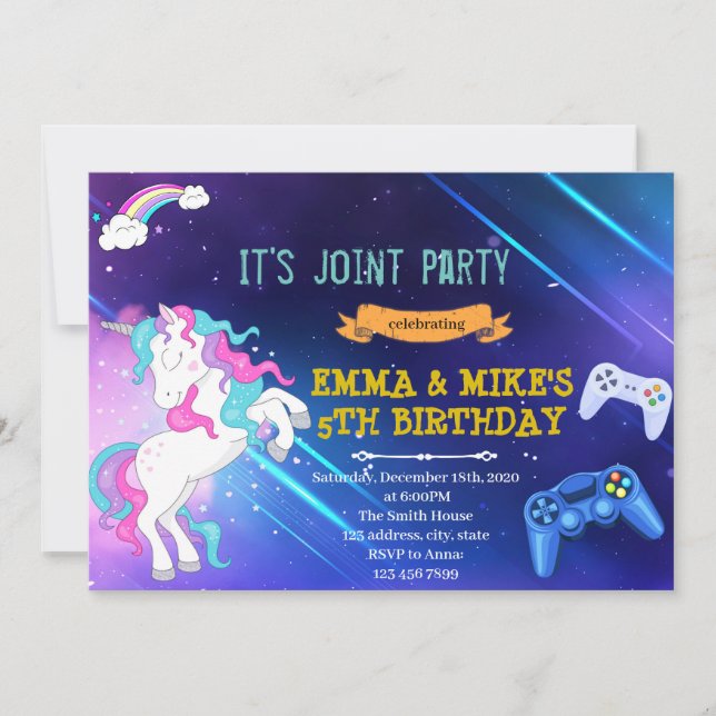 Unicorn jeu joint partie Invitation (Devant)