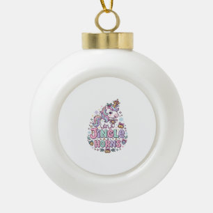 Unicorn Jingle Horns Charming Apparel Graphic_1 Ceramic Ball Christmas Ornament