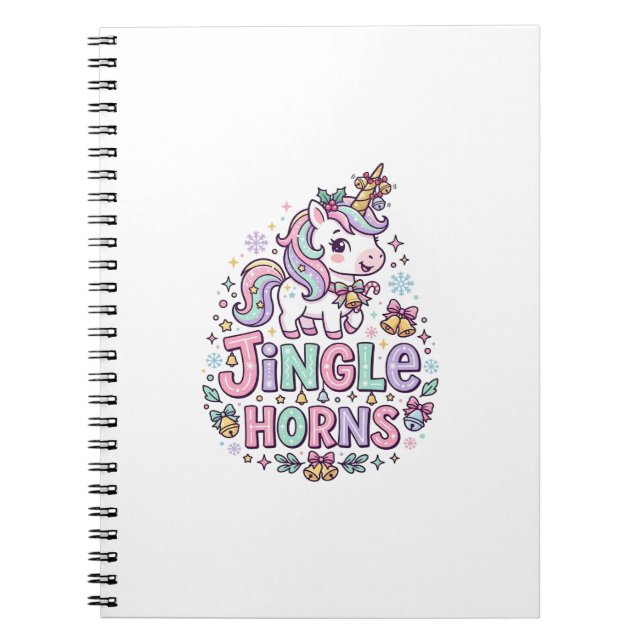 Unicorn Jingle Horns Charming Apparel Graphic_1 Notebook (Front)