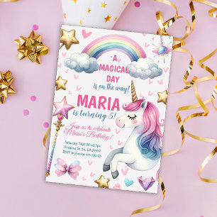 Unicorn Jour magique Anniversaire Fête Invitation