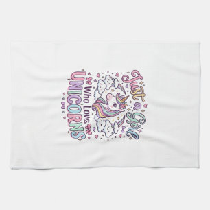Unicorn Just a Girl Who Loves Unicorns White Backg Kitchen Towel