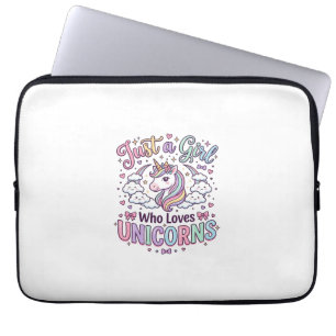 Unicorn Just a Girl Who Loves Unicorns White Backg Laptop Sleeve