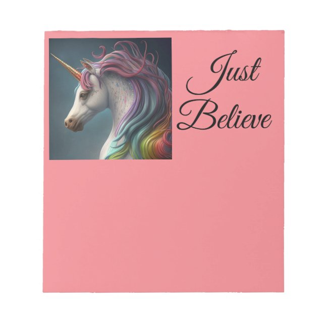 Unicorn Just Believe Notepad (Front)