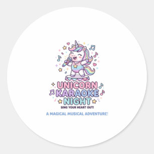 Unicorn Karaoke Night Bold Typography Product Grap Classic Round Sticker