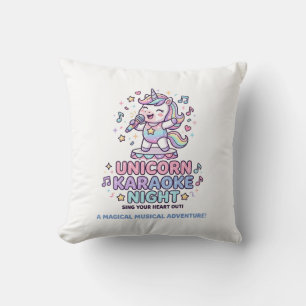 Unicorn Karaoke Night Bold Typography Product Grap Throw Pillow