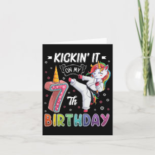 Unicorn Karate 7th Birthday 7 Seven Years Old Taek Card