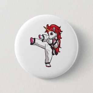 Unicorn Karate Girl Taekwondo Jiu Jitsu MMA BJJ T- 2 Inch Round Button
