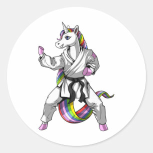Unicorn Karate Ninja Martial Arts Judo Kickboxing Classic Round Sticker