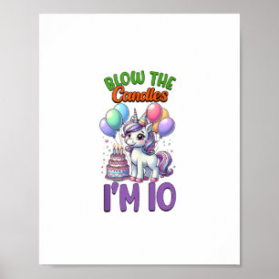 Unicorn Kids 10th Birthday Party Boy 10 Year Old B Poster