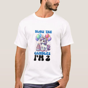 Unicorn Kids 2nd Birthday Party Boy 2 Year Old Bda T-Shirt