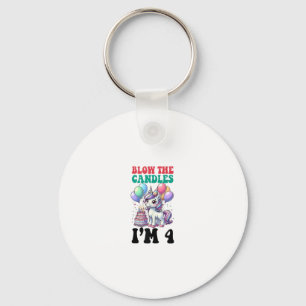 Unicorn Kids 4th Birthday Party Boy 4 Year Old Bda Keychain