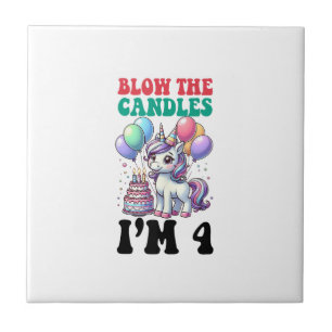 Unicorn Kids 4th Birthday Party Boy 4 Year Old Bda Tile